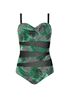 Immagine di PLUS SIZE BLACK WITH GREEN LEAF PRINT.